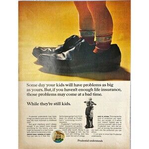 Prudential Insurance "Not enough Life Insurance, protect your Kids"Print Ad 1967